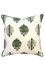 Green & White Pillow with Sprouting Trees
