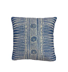 Blue & Cream Pillow with Decorative Pointed Center Stripe