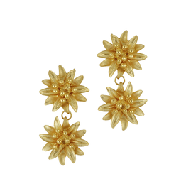 Gold Pointed Lily Flower Drop Earrings