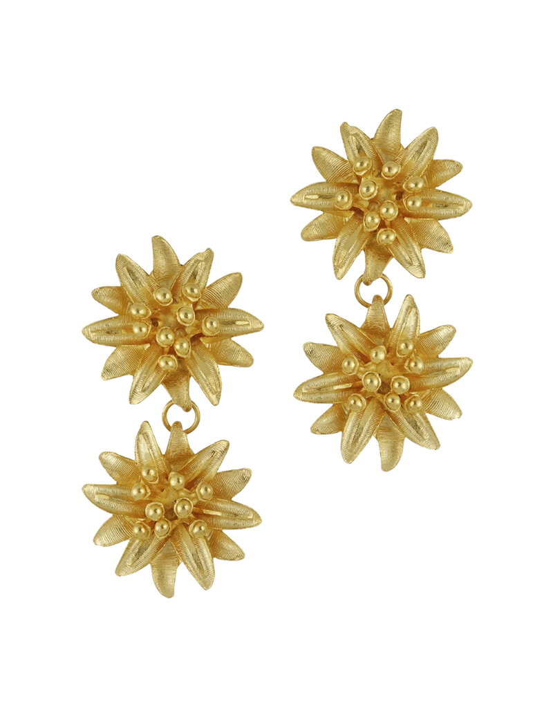 Gold Pointed Lily Flower Drop Earrings