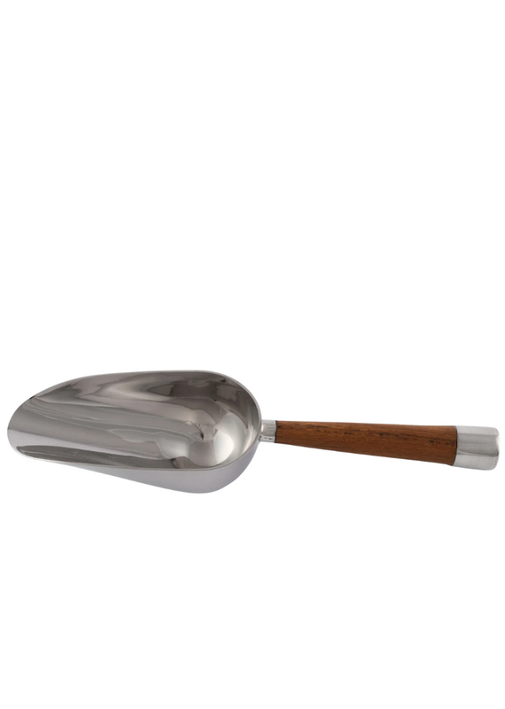 Silver Ice Scoop with Natural Wood Handle