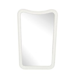 White Ribbed Curved Rectangular Mirror