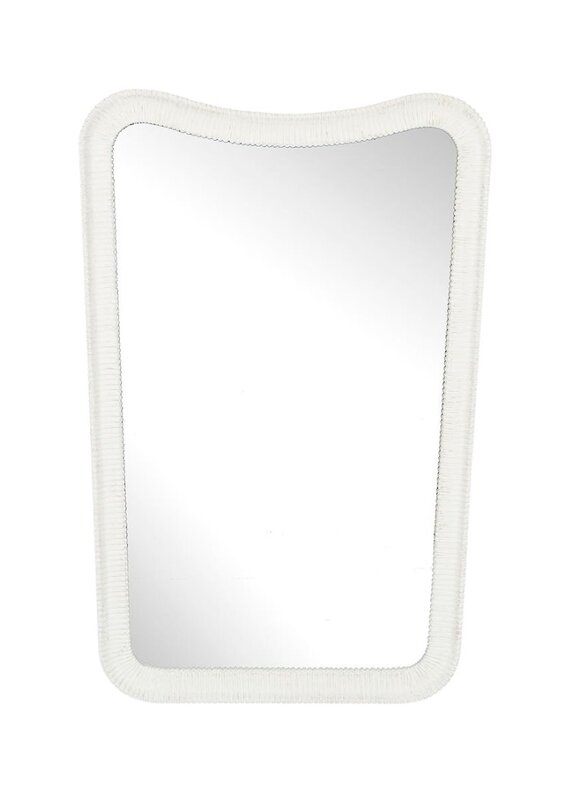 White Ribbed Curved Rectangular Mirror