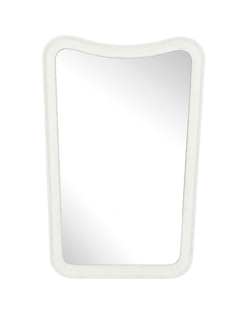 White Ribbed Curved Rectangular Mirror