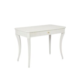 White Hardwood Desk with Curved Legs