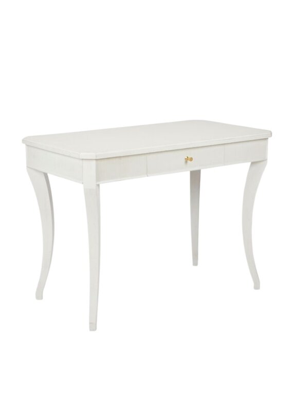 White Hardwood Desk with Curved Legs