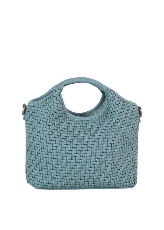 Blue Basketweave Handbag with Handles
