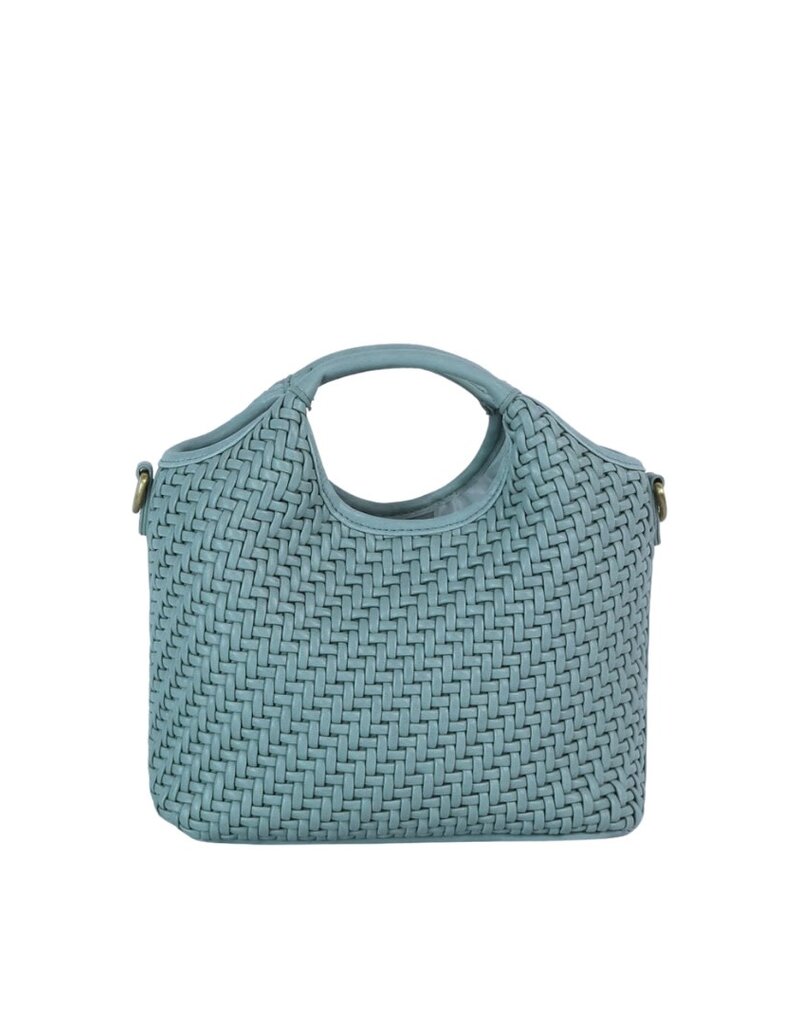 Blue Basketweave Handbag with Handles