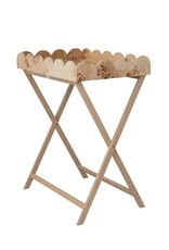 Natural Burl Wood Scalloped Tray Table