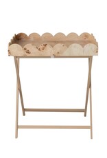 Natural Burl Wood Scalloped Tray Table