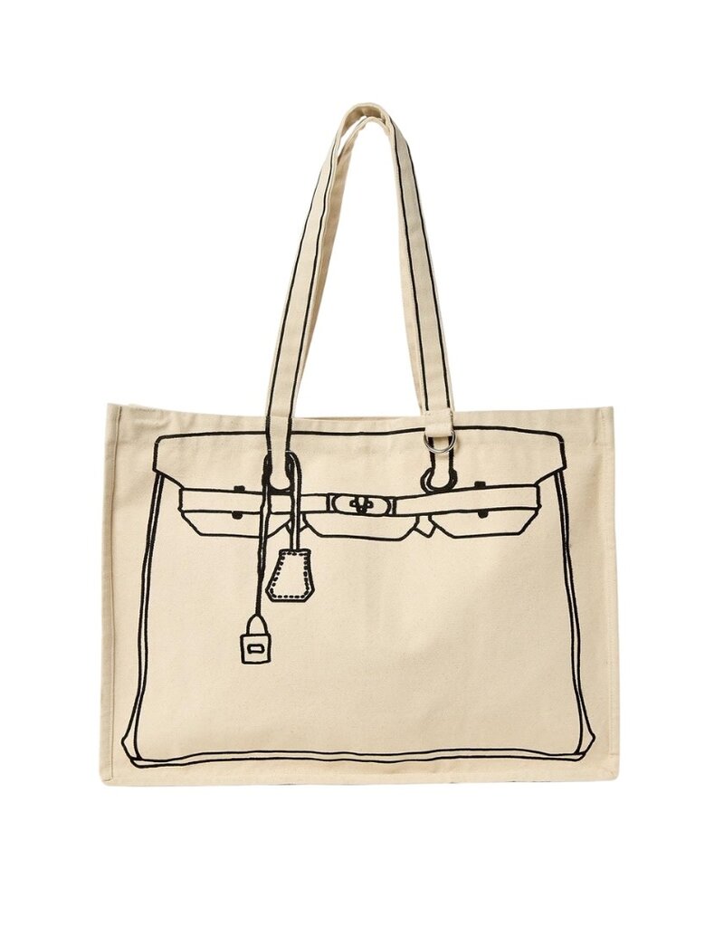 Natural Luxury Handbag Sketch Canvas Tote