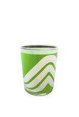 Vintage Set of 4 Green & White Swirl Double Old Fashioned Glasses