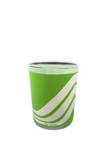 Vintage Set of 4 Green & White Swirl Double Old Fashioned Glasses