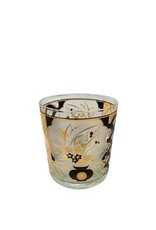 Vintage Set of 6 Black & Gold Frosted Double Old Fashioned Glasses