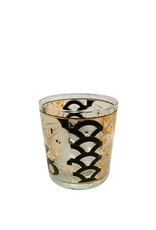 Vintage Set of 6 Black & Gold Frosted Double Old Fashioned Glasses