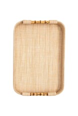 Natural Grasscloth Wrapped Tray with Bamboo Handles
