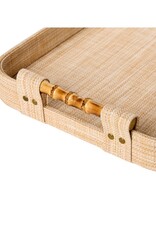 Natural Grasscloth Wrapped Tray with Bamboo Handles