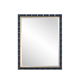 Navy Lacquer Beveled Framed Rectangular Mirror with Gold Leaf