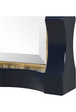 Navy Lacquer Beveled Framed Rectangular Mirror with Gold Leaf