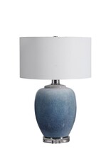 Blue Ombré Glazed Ceramic Lamp with Lucite Base & White Shade