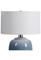 Blue Ombré Glazed Ceramic Lamp with Lucite Base & White Shade