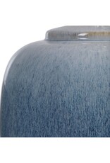 Blue Ombré Glazed Ceramic Lamp with Lucite Base & White Shade