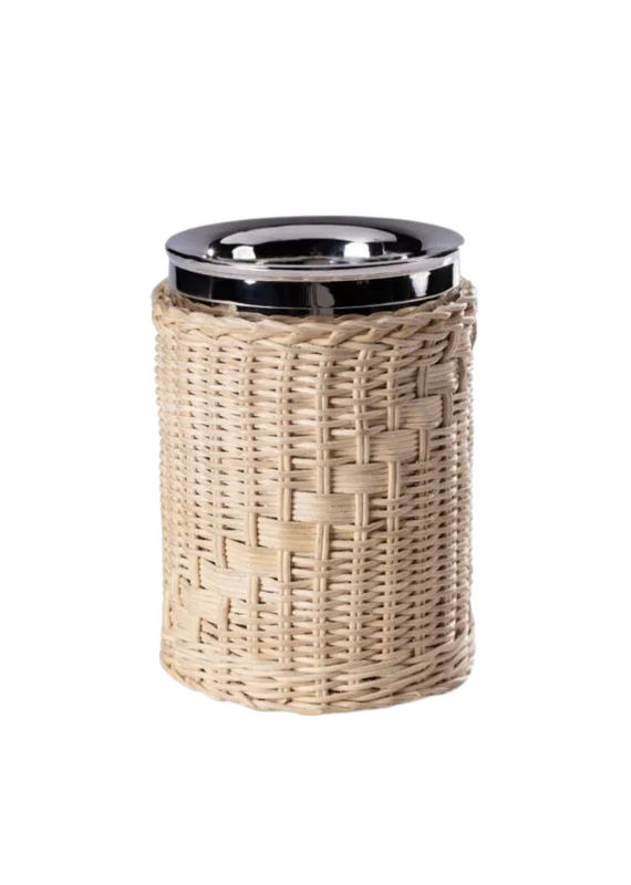 Natural Wicker Wrapped Silver Wine Bottle Cooler