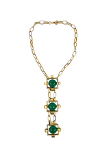 Gold & Green Geometric Drop Pendant Necklace