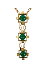 Gold & Green Geometric Drop Pendant Necklace
