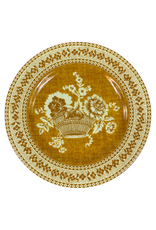 Set of 6 Gold Pierre Frey Floral Basket Porcelain Salad Plates