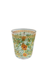 Set of 6 Green, Orange & Gold Floral Double Old Fashioned Glasses