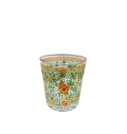 Set of 6 Green, Orange & Gold Floral Double Old Fashioned Glasses
