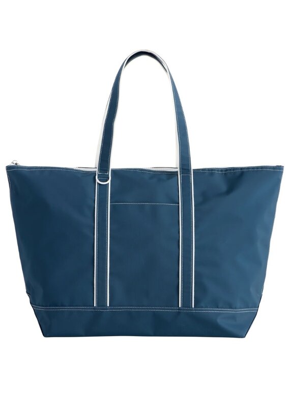 Navy Blue & White Large Water Resistant Tote Bag