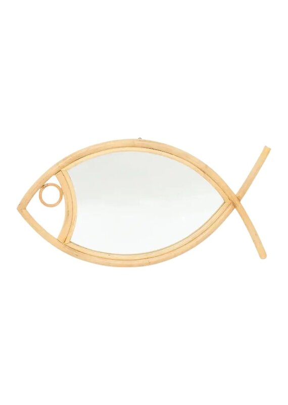 Natural Rattan Fish Mirror
