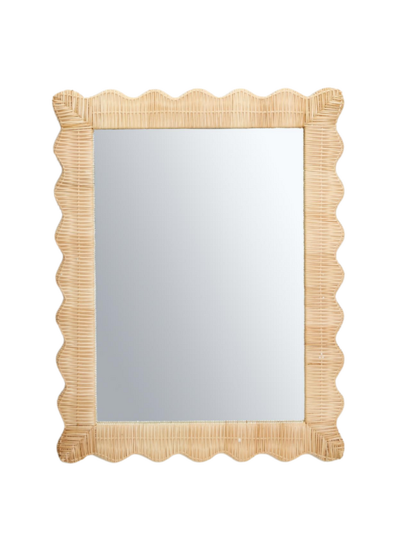 Rattan Scalloped Rectangular Mirror