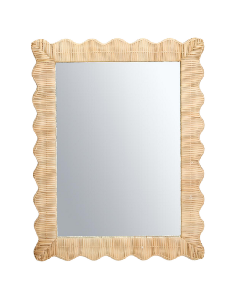 Rattan Scalloped Rectangular Mirror