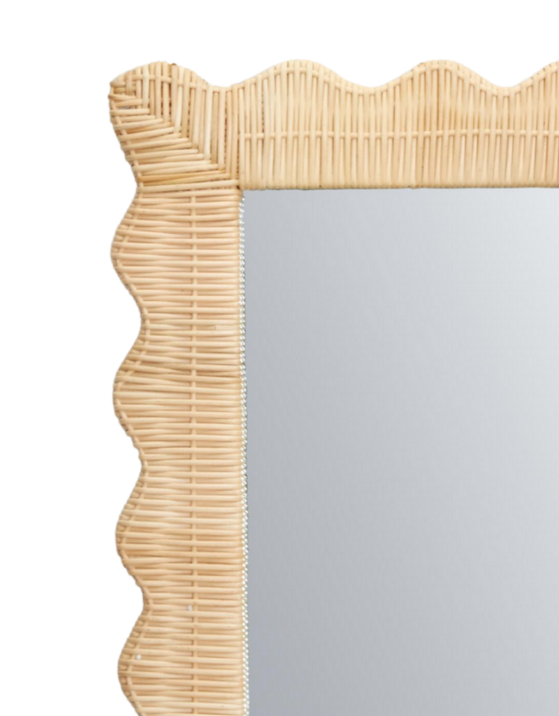 Rattan Scalloped Rectangular Mirror