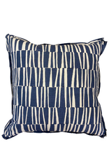 Navy Blue & Ivory Abstract Stripe Pillow with Flange Border
