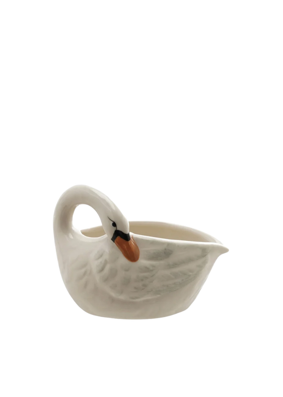 Cream Ceramic  Swan with Curved Neck
