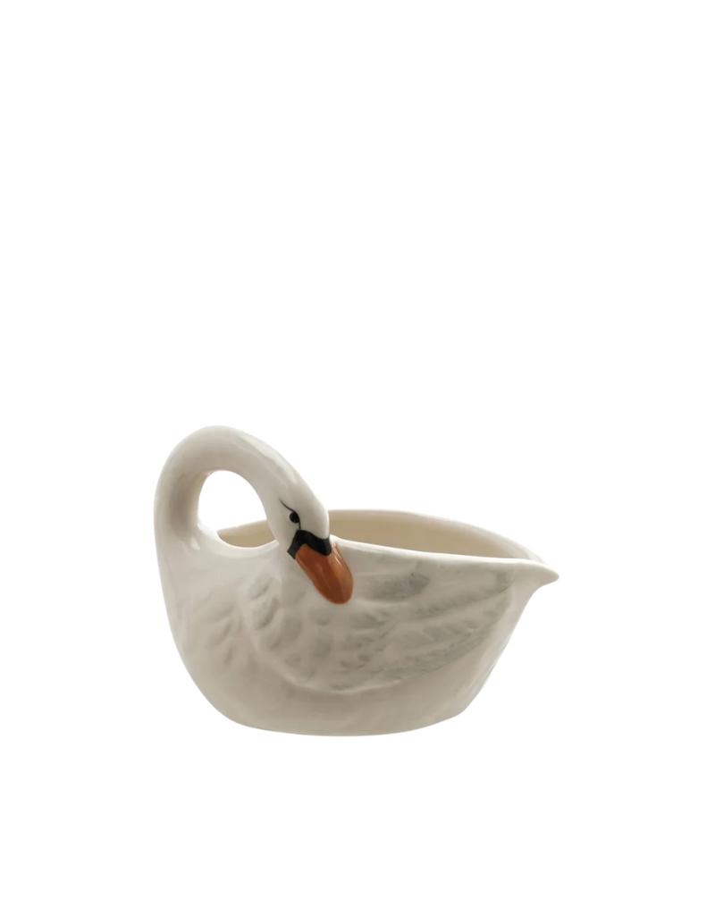 Cream Ceramic  Swan with Curved Neck