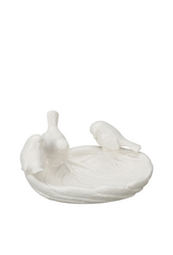 White Ceramic Leaf Dish with Three Birds