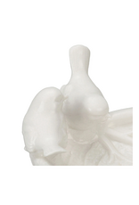 White Ceramic Leaf Dish with Three Birds