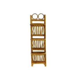 Vintage Natural Rattan Tiered Wall Pocket