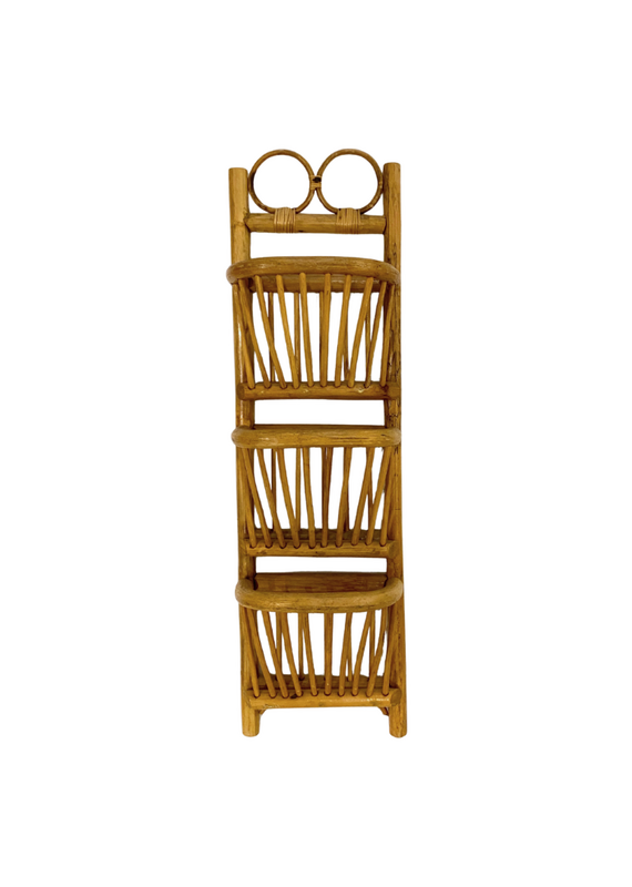 Vintage Natural Rattan Tiered Wall Pocket