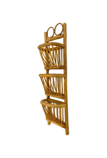 Vintage Natural Rattan Tiered Wall Pocket