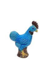Vintage Blue & Purple Ceramic Textured Rooster