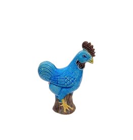 Vintage Blue & Purple Ceramic Textured Rooster