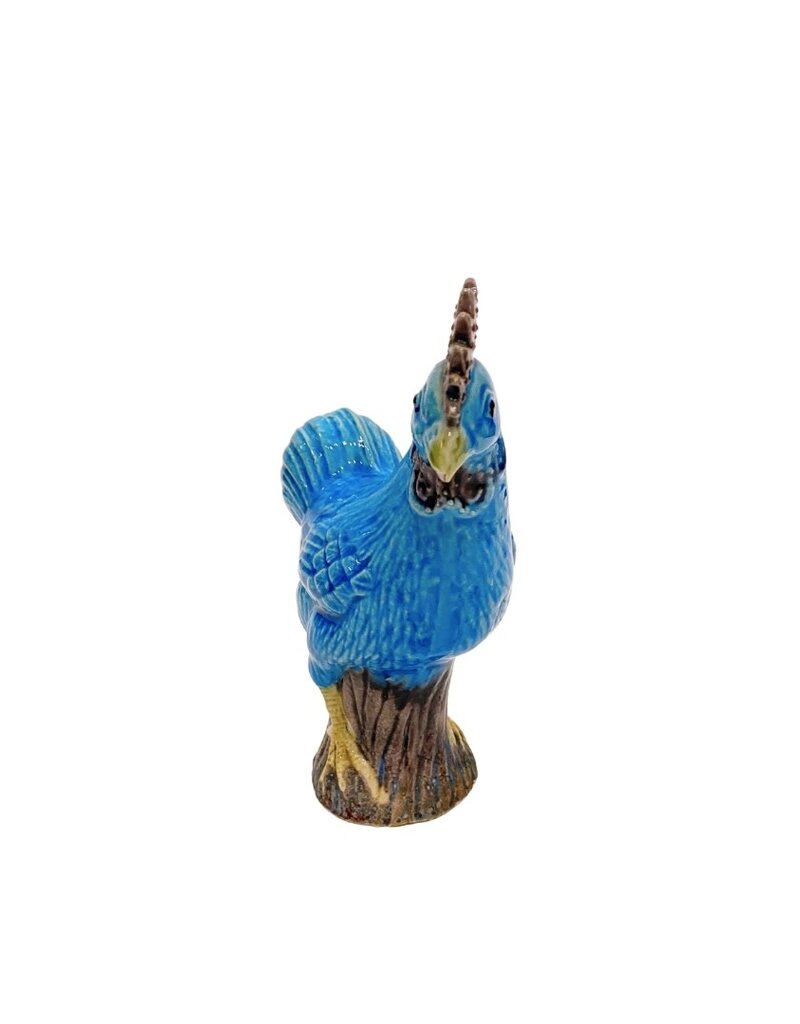 Vintage Blue & Purple Ceramic Textured Rooster