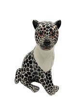 Vintage Black & White Ceramic Spotted Leopard