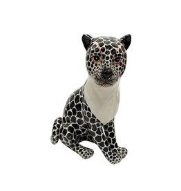 Vintage Black & White Ceramic Spotted Leopard